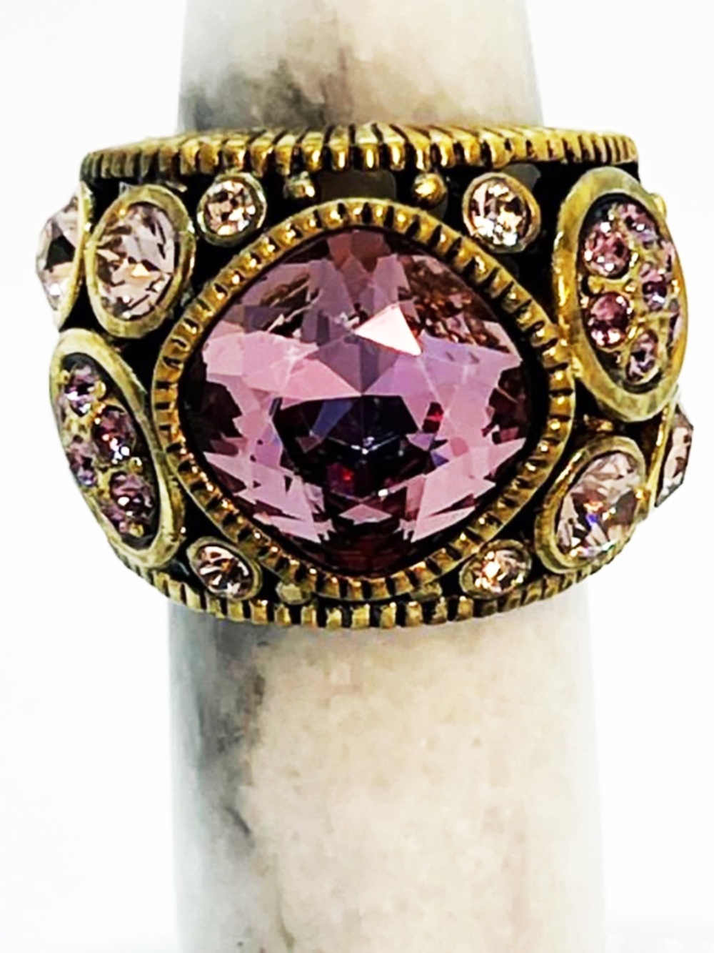 Heidi Daus Morganite Pink Swarovski Crystal Ring Size 6